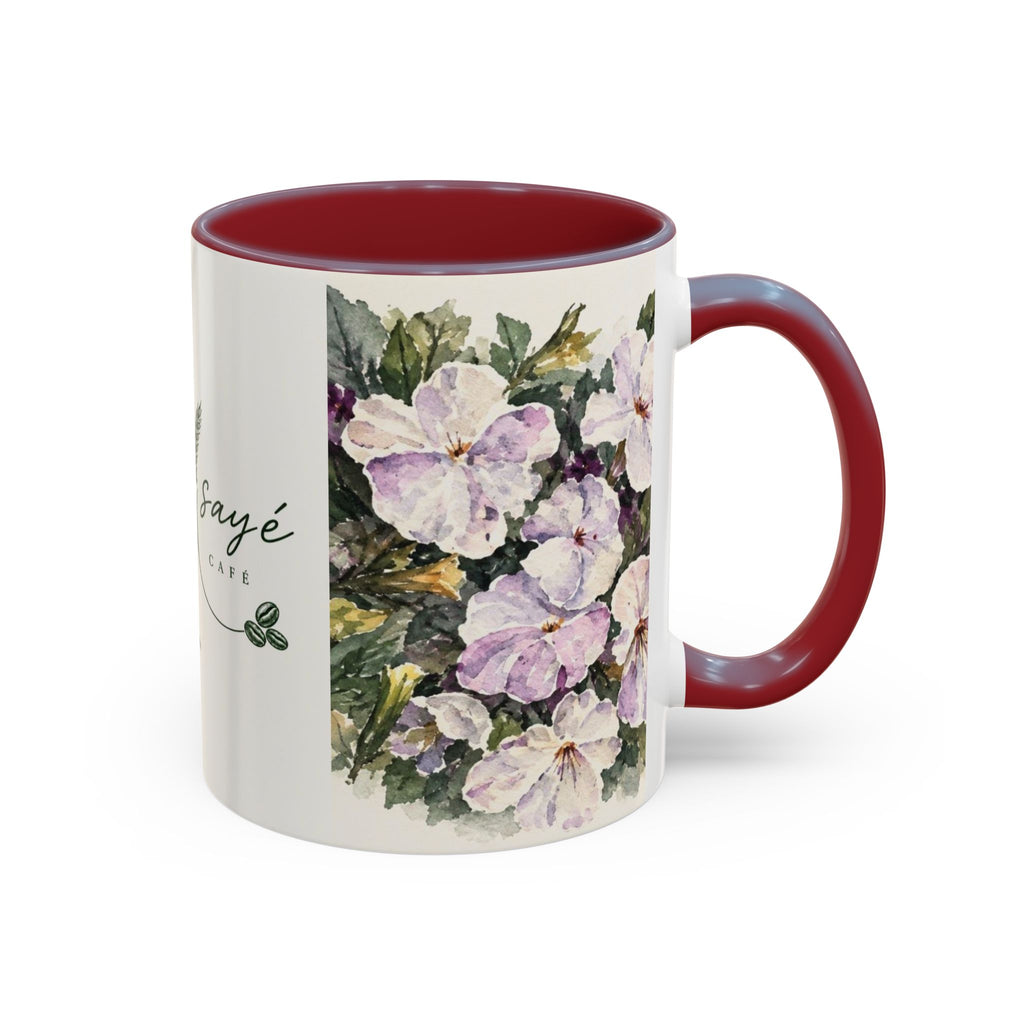 Cafe Accent Coffee Mug – Minimalist ‘Cafe Design, Neutral Beige & Coffee Bean Accent (11/15 oz)