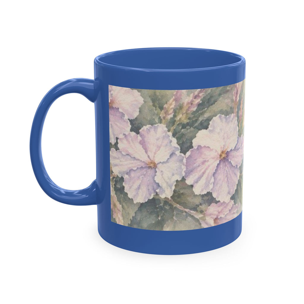 Floral Blue Hydrangea Ceramic Mug — Vintage Garden Coffee Cup