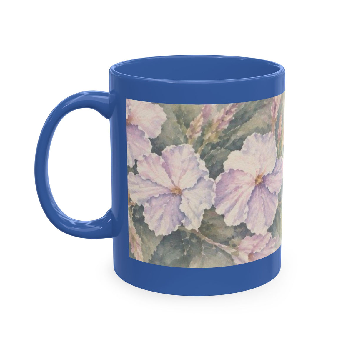 Floral Blue Hydrangea Ceramic Mug — Vintage Garden Coffee Cup