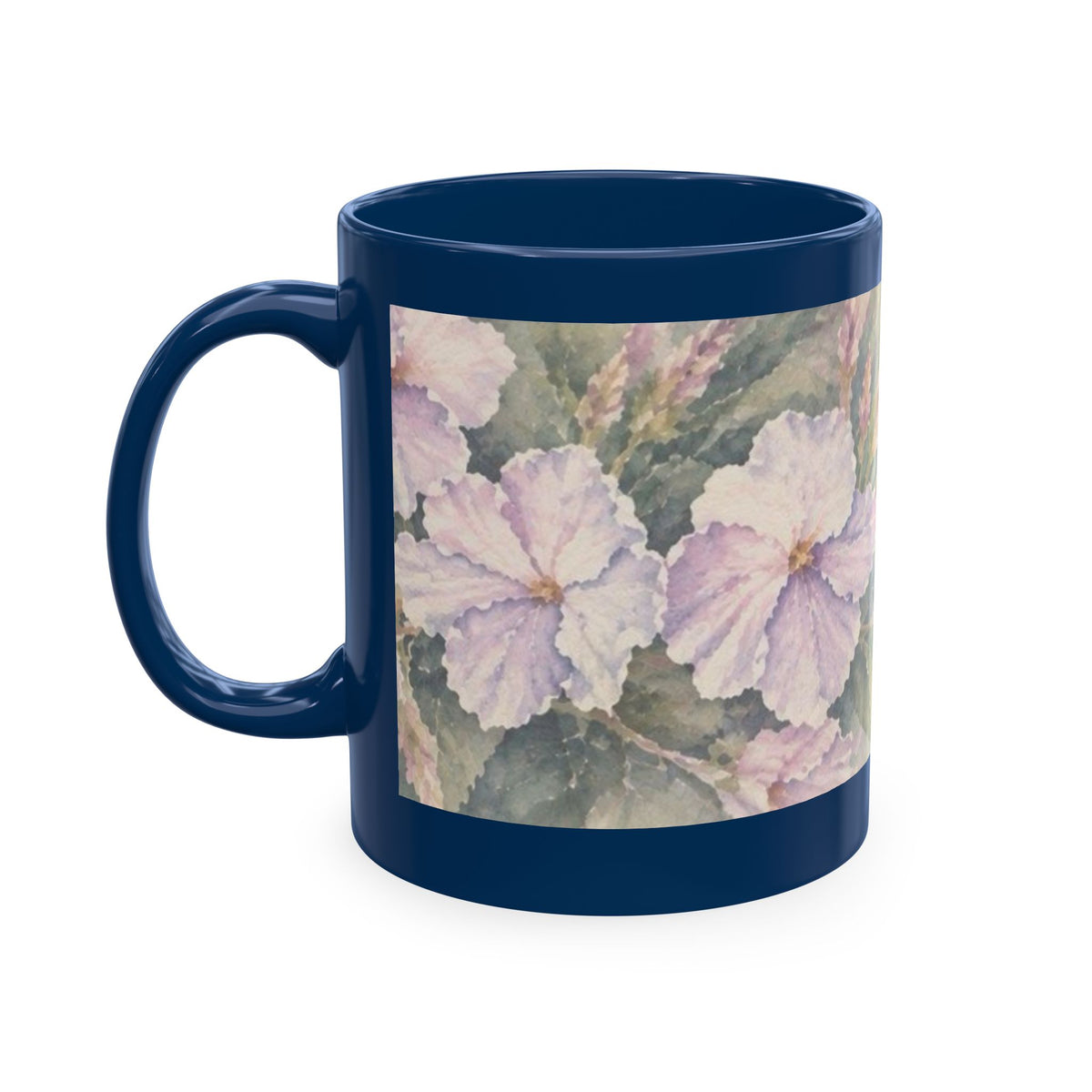 Floral Blue Hydrangea Ceramic Mug — Vintage Garden Coffee Cup