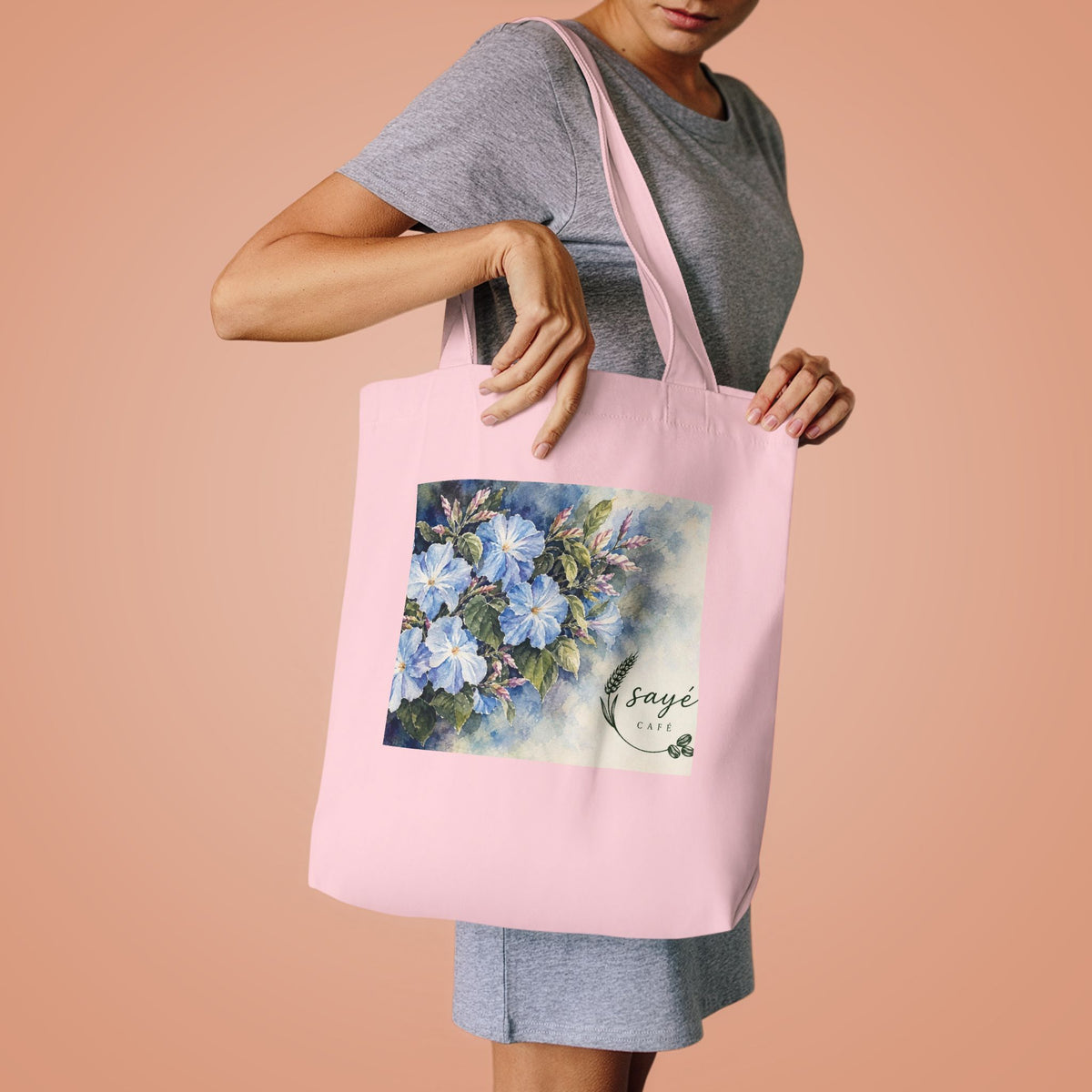 Canvas Tote Bag — Pink Watercolor Poppies Floral Market Tote