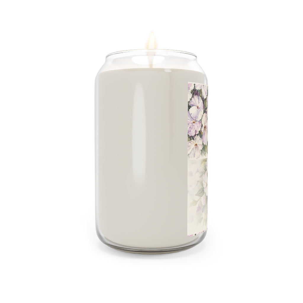 Pink Floral Soy Candle 13.75oz — Hand-Poured Scented Jar with Vintage Blossom Label