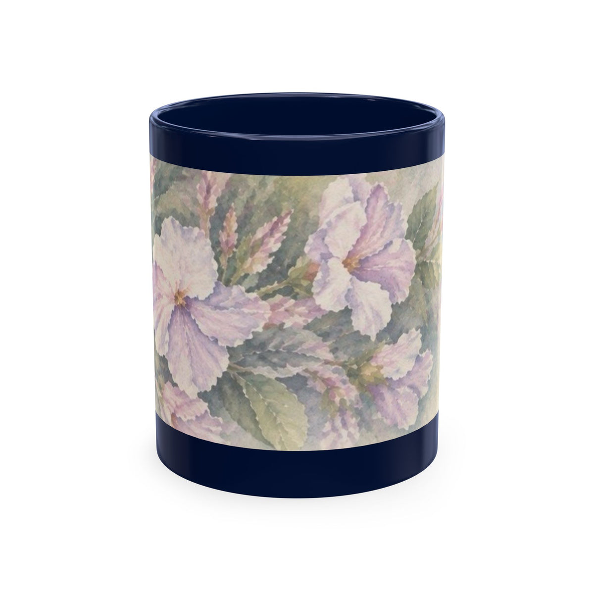 Floral Blue Hydrangea Ceramic Mug — Vintage Garden Coffee Cup