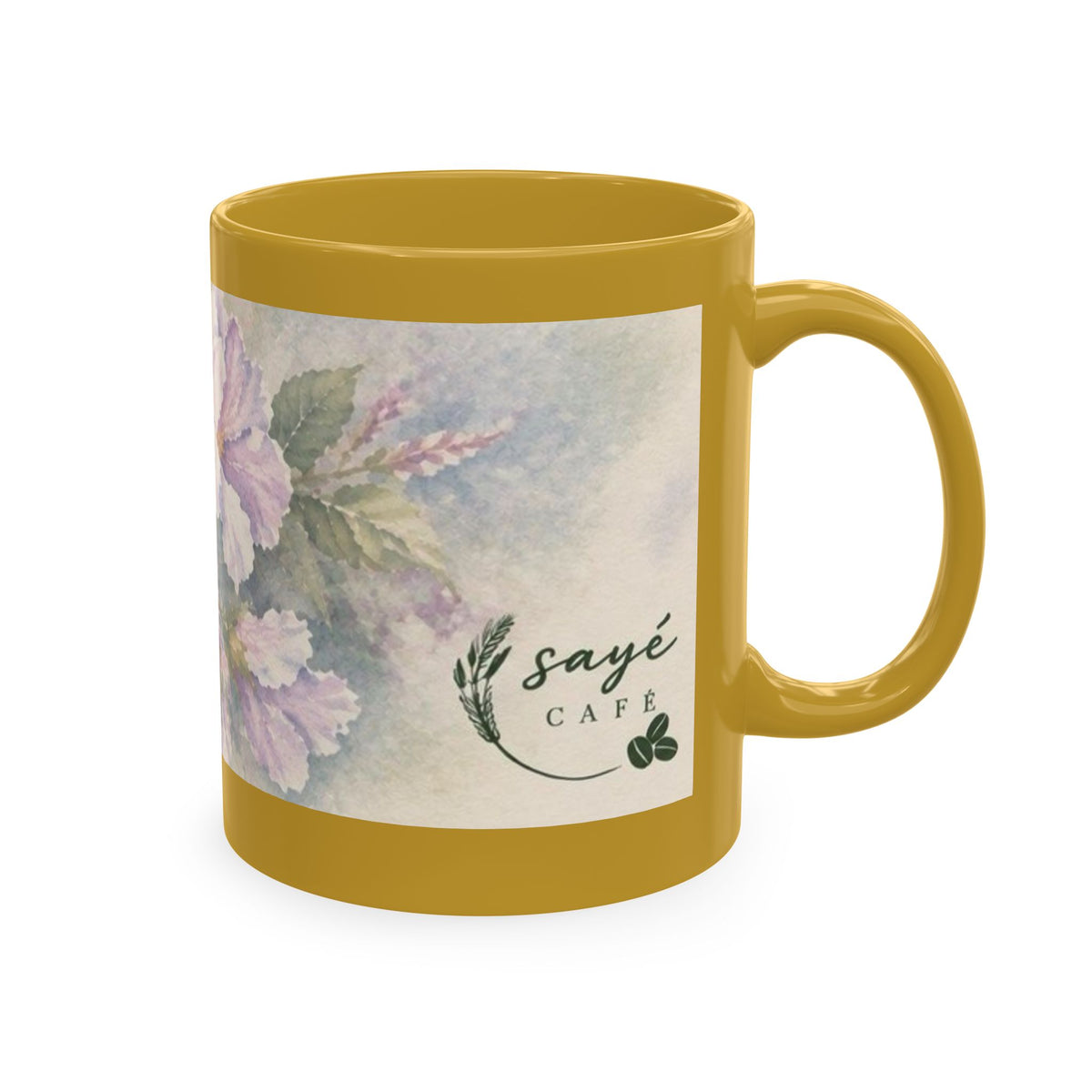 Floral Blue Hydrangea Ceramic Mug — Vintage Garden Coffee Cup