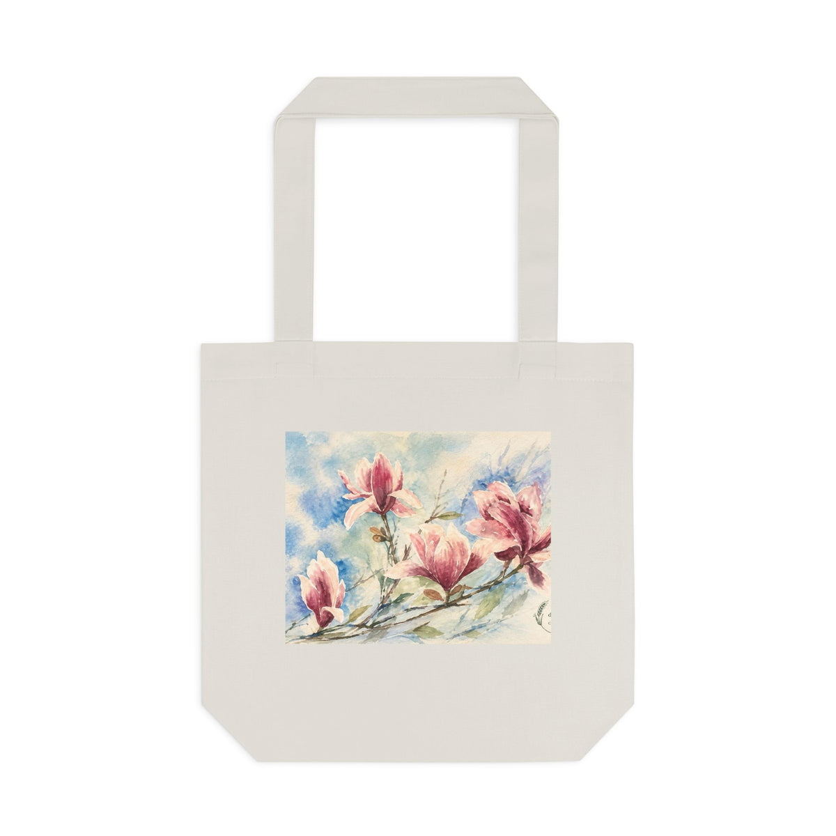 Floral Watercolor Tote Bag — "Sage" Botanical Cotton Shopper