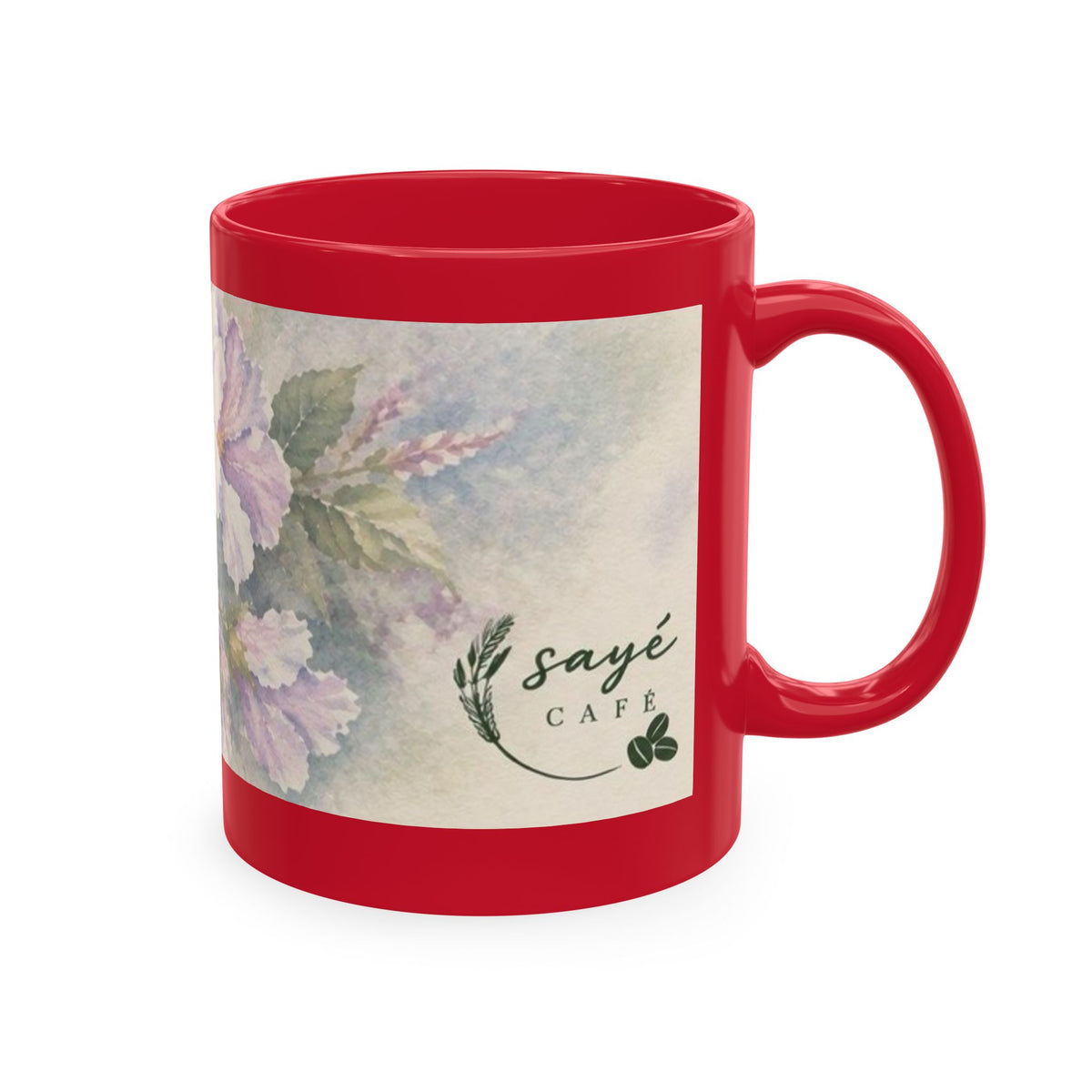 Floral Blue Hydrangea Ceramic Mug — Vintage Garden Coffee Cup