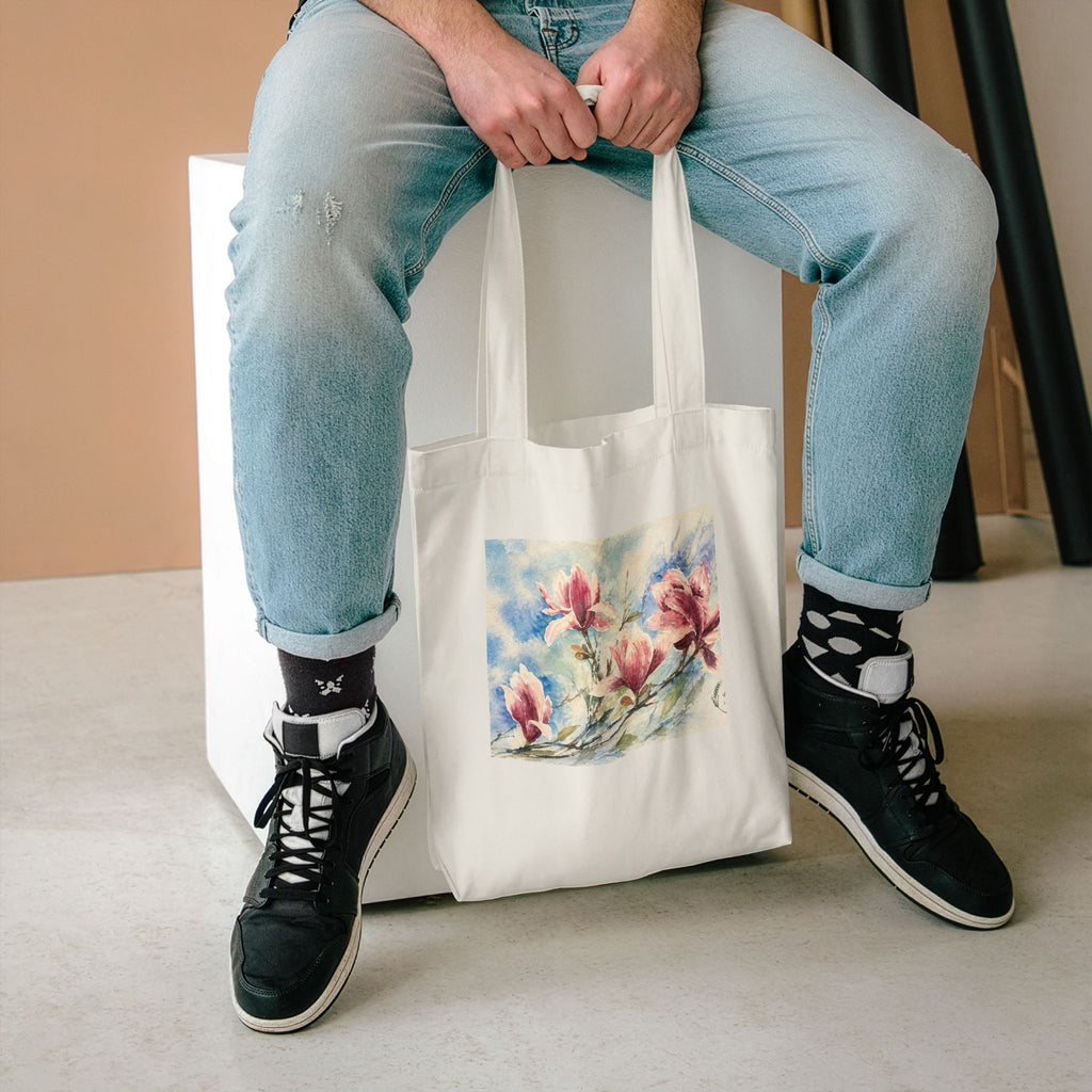 Floral Watercolor Tote Bag — "Sage" Botanical Cotton Shopper