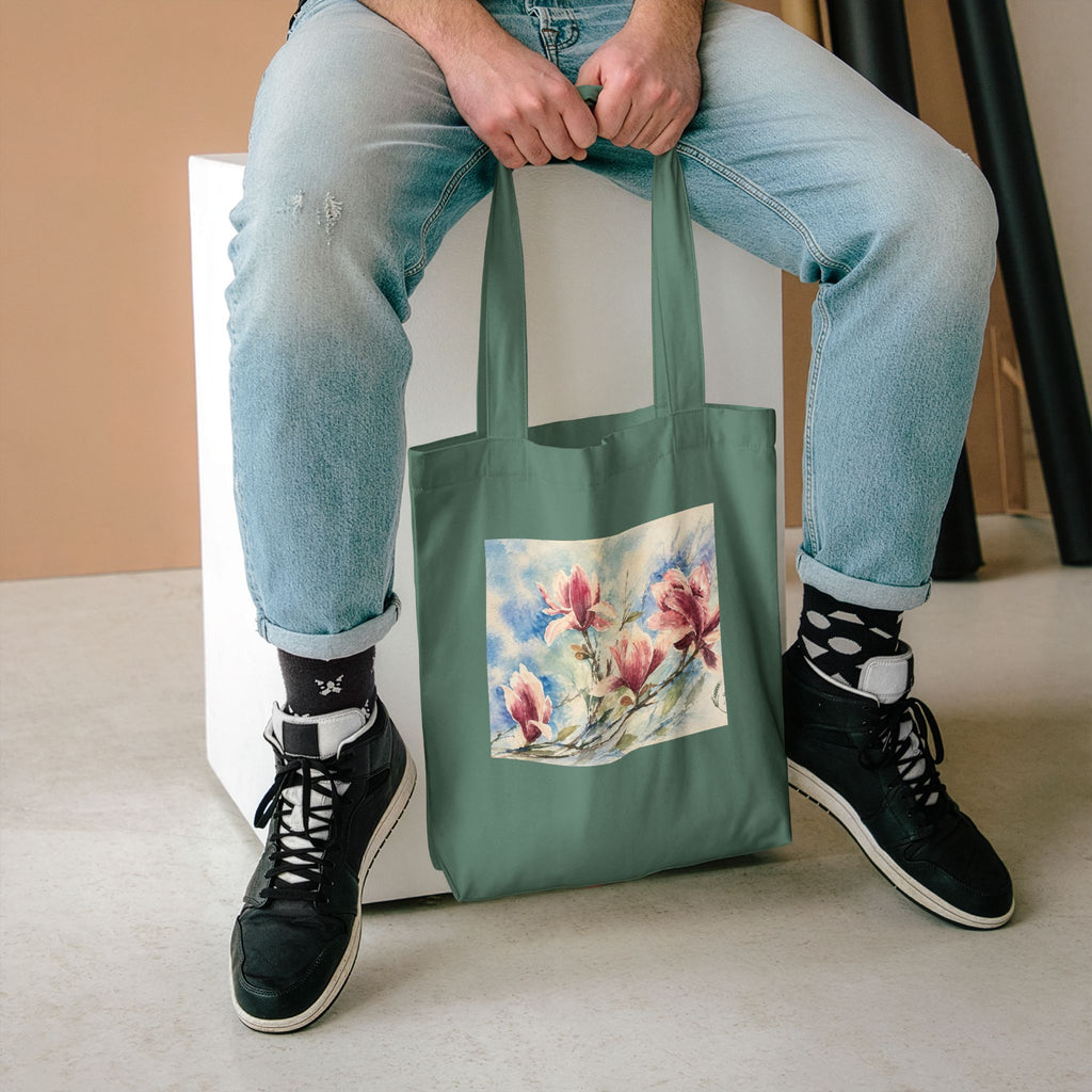 Floral Watercolor Tote Bag — "Sage" Botanical Cotton Shopper