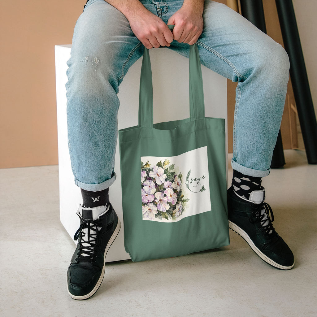 Floral Purple Poppies Tote — Watercolor Cotton Market Bag