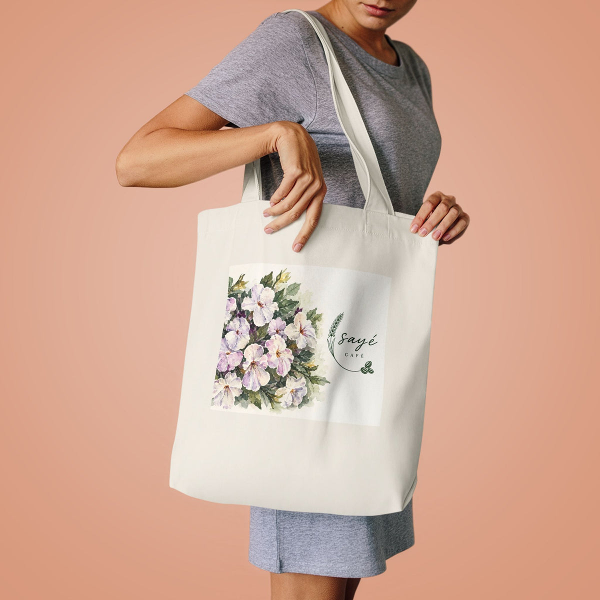 Floral Purple Poppies Tote — Watercolor Cotton Market Bag