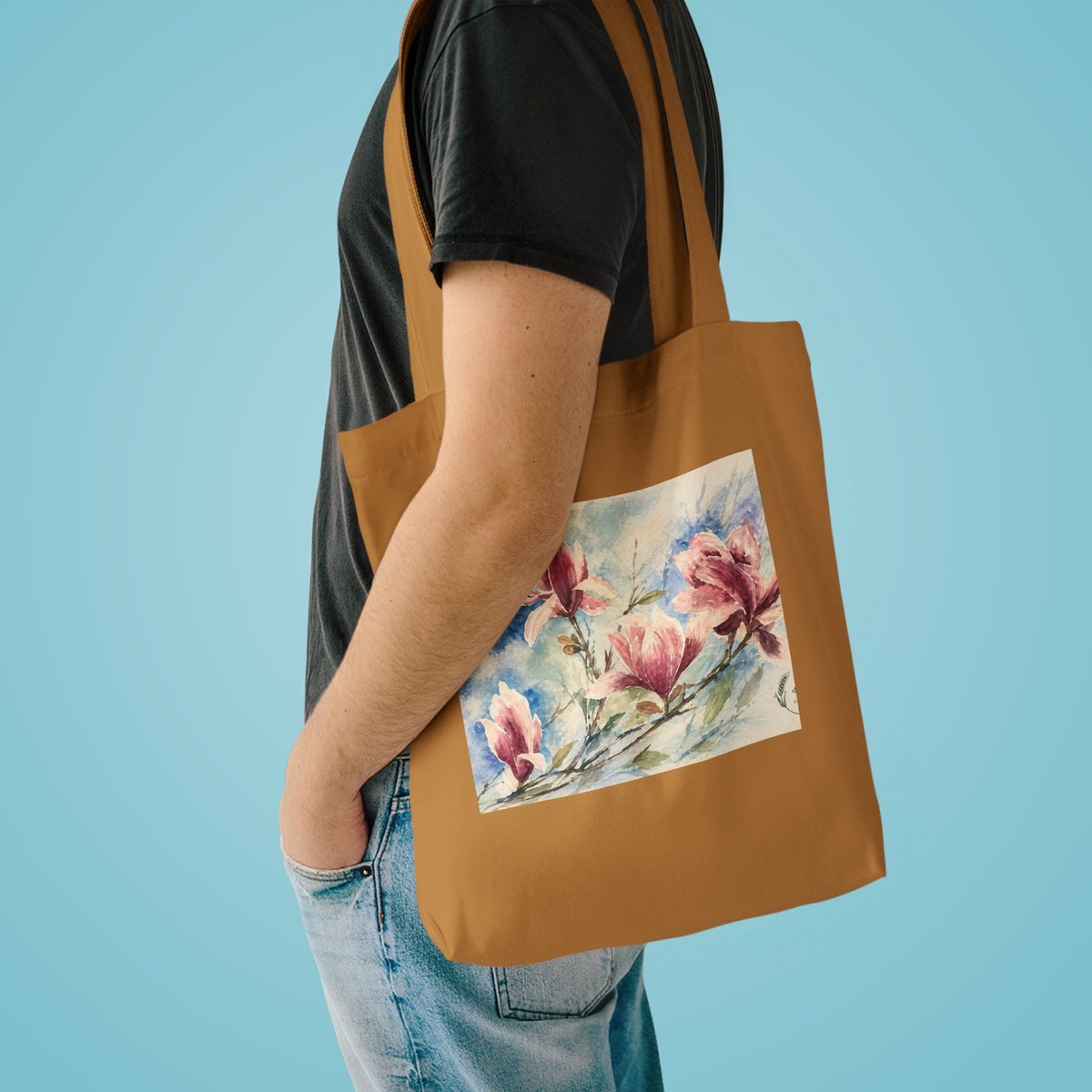 Floral Watercolor Tote Bag — "Sage" Botanical Cotton Shopper