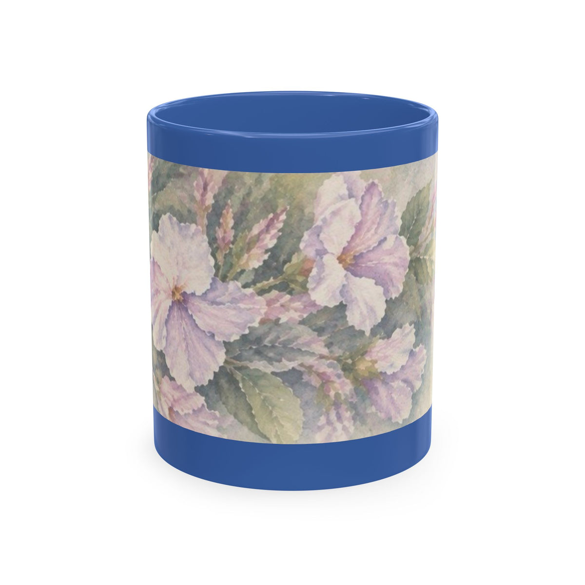 Floral Blue Hydrangea Ceramic Mug — Vintage Garden Coffee Cup