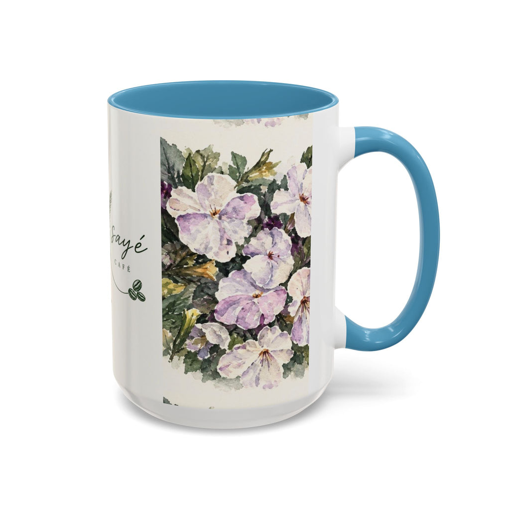 Cafe Accent Coffee Mug – Minimalist ‘Cafe Design, Neutral Beige & Coffee Bean Accent (11/15 oz)