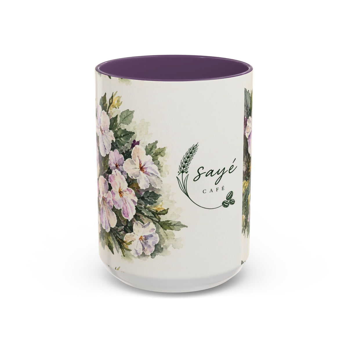 Cafe Accent Coffee Mug – Minimalist ‘Cafe Design, Neutral Beige & Coffee Bean Accent (11/15 oz)