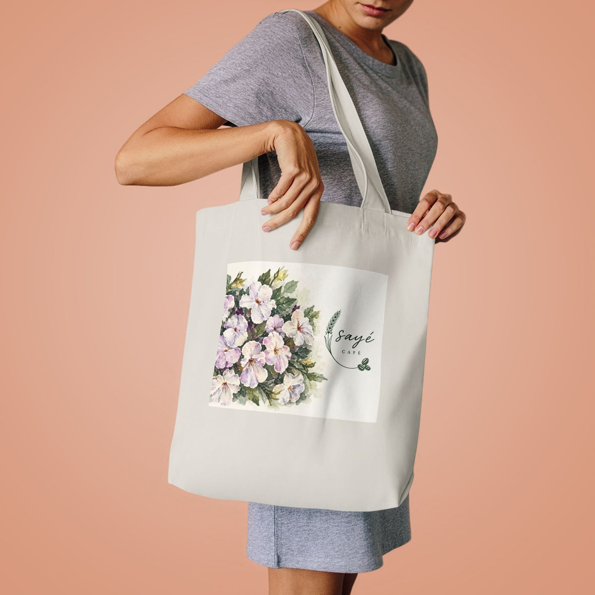 Floral Purple Poppies Tote — Watercolor Cotton Market Bag
