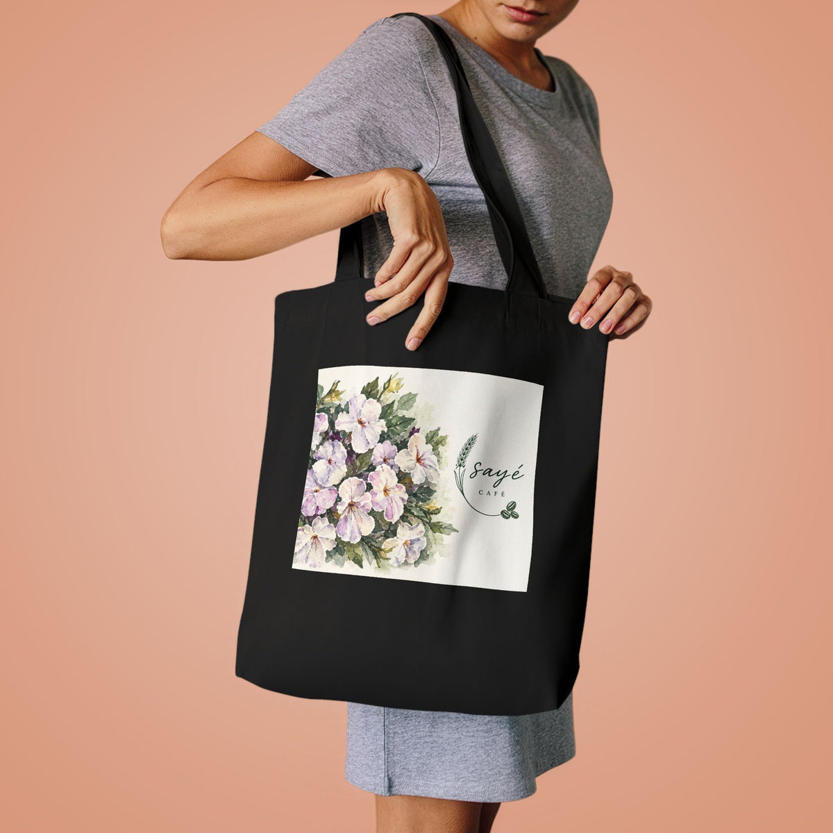 Floral Purple Poppies Tote — Watercolor Cotton Market Bag
