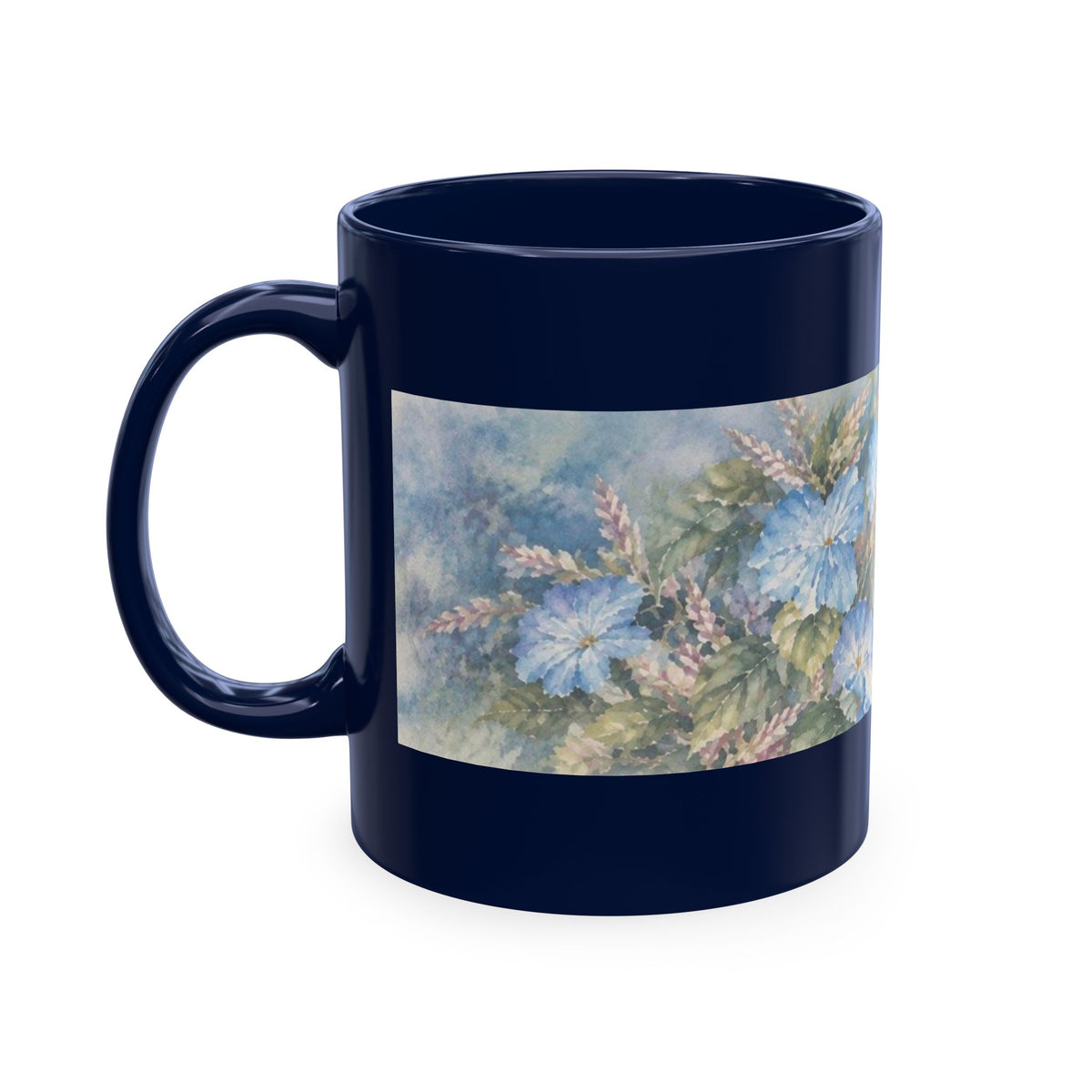 Floral Watercolor Ceramic Mug — Lavender Phlox Garden Coffee Cup