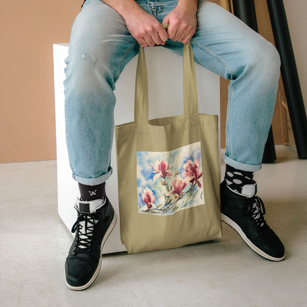 Floral Watercolor Tote Bag — "Sage" Botanical Cotton Shopper