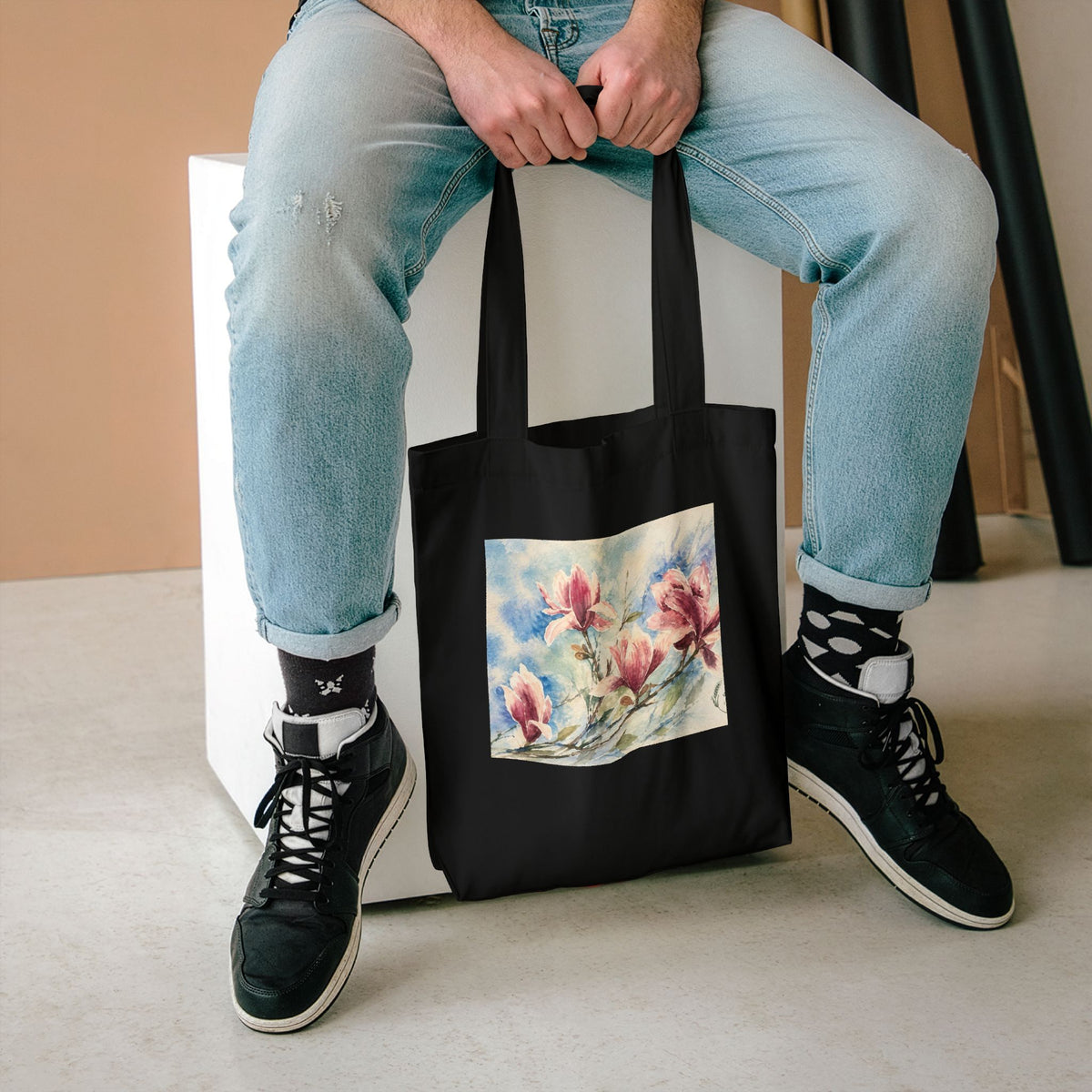 Floral Watercolor Tote Bag — "Sage" Botanical Cotton Shopper