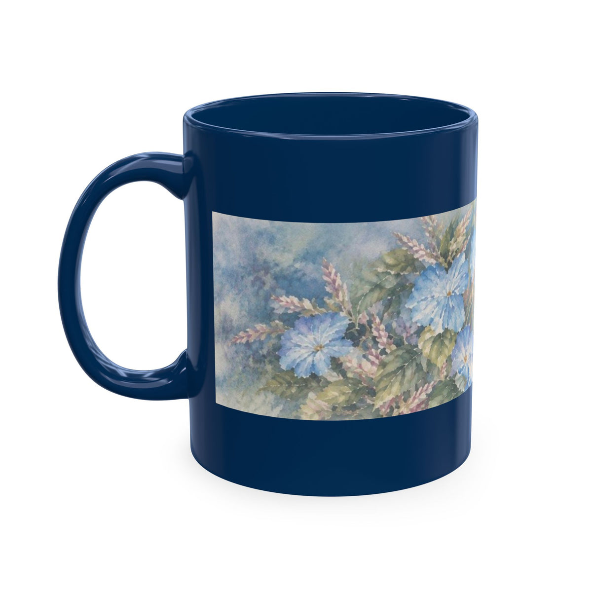 Floral Watercolor Ceramic Mug — Lavender Phlox Garden Coffee Cup