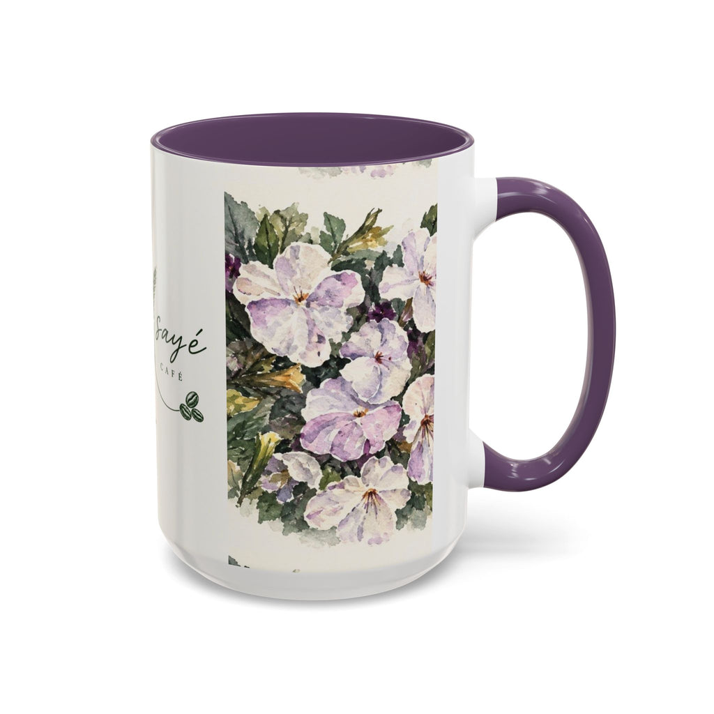 Cafe Accent Coffee Mug – Minimalist ‘Cafe Design, Neutral Beige & Coffee Bean Accent (11/15 oz)