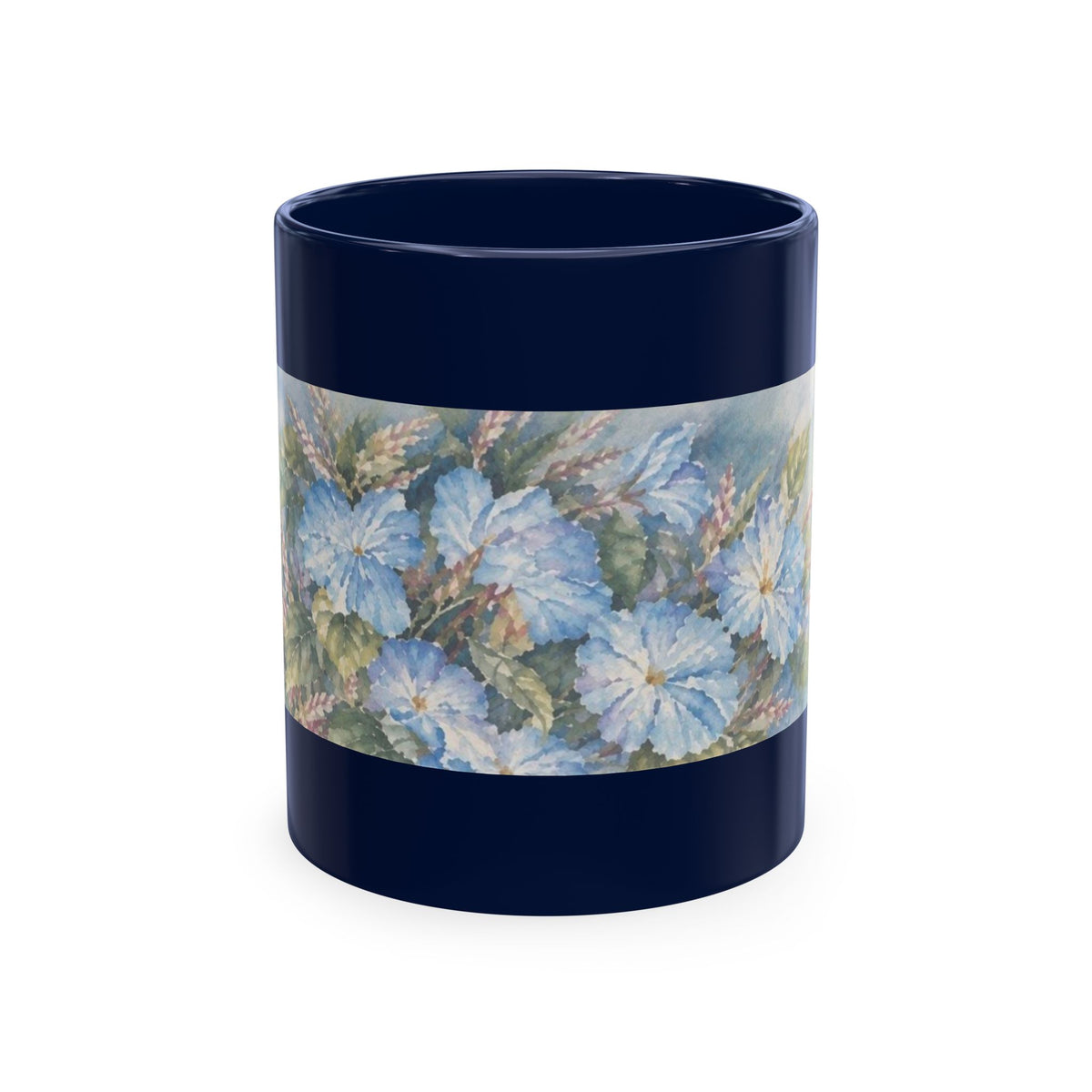 Floral Watercolor Ceramic Mug — Lavender Phlox Garden Coffee Cup