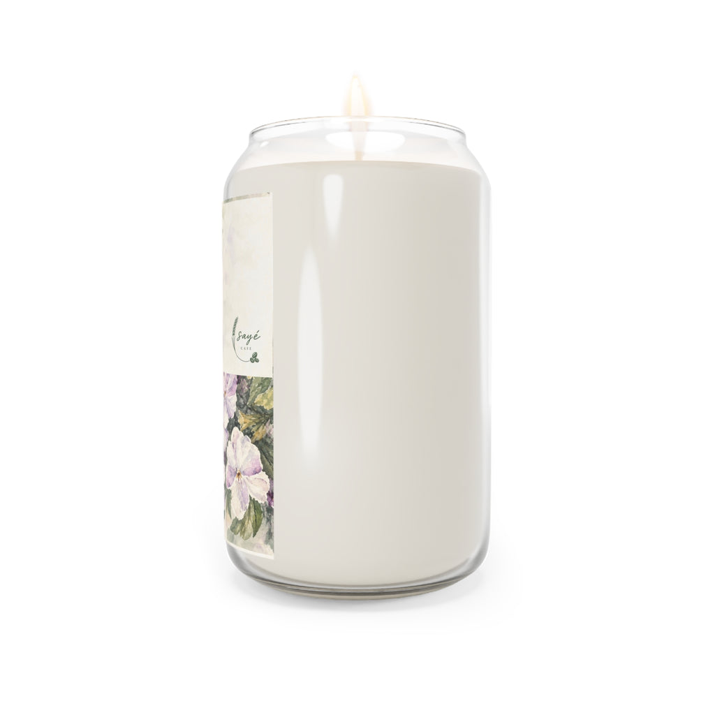 Pink Floral Soy Candle 13.75oz — Hand-Poured Scented Jar with Vintage Blossom Label