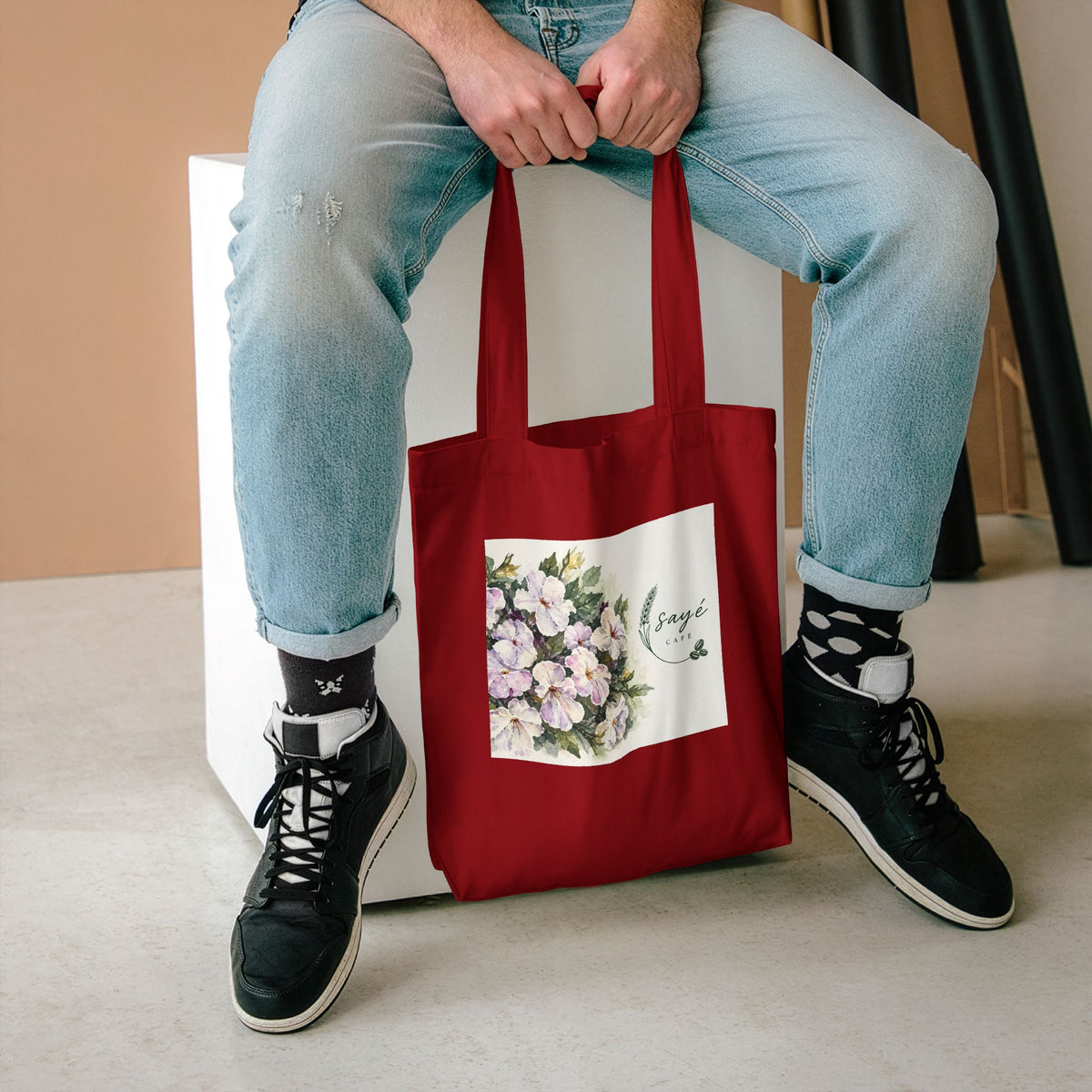 Floral Purple Poppies Tote — Watercolor Cotton Market Bag