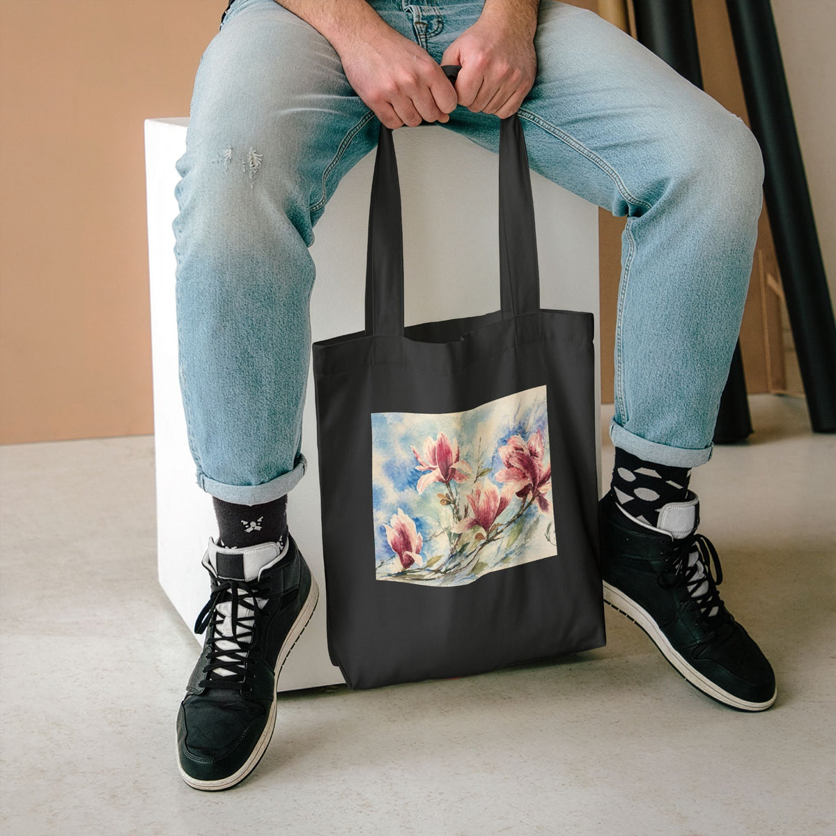 Floral Watercolor Tote Bag — "Sage" Botanical Cotton Shopper