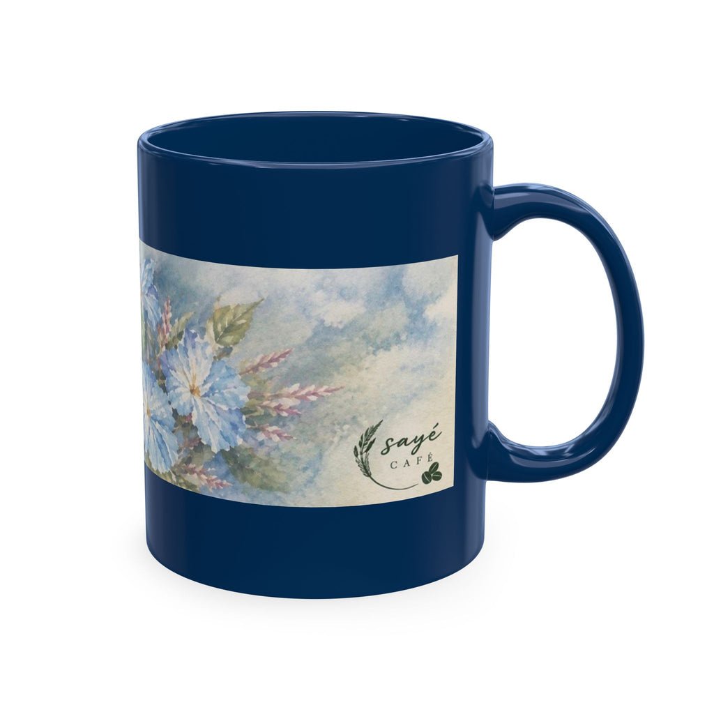 Floral Watercolor Ceramic Mug — Lavender Phlox Garden Coffee Cup