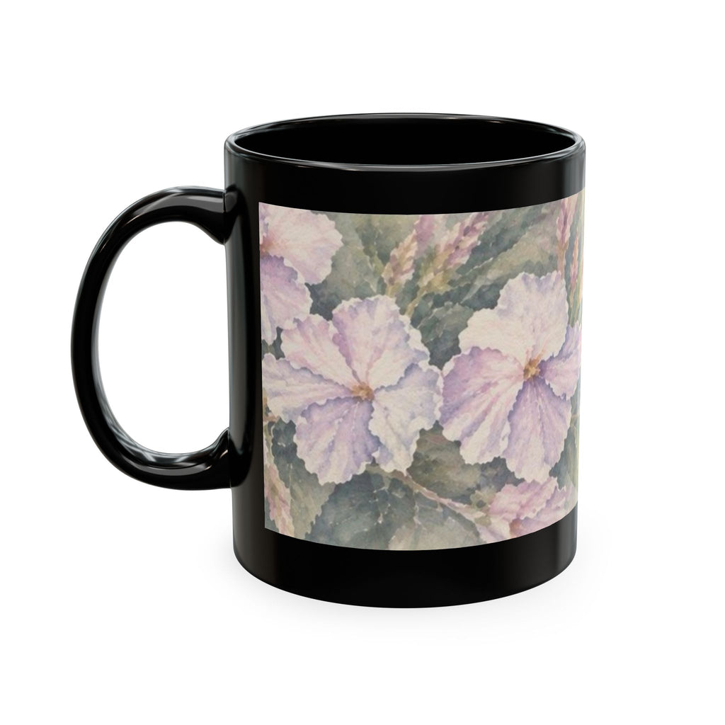 Floral Blue Hydrangea Ceramic Mug — Vintage Garden Coffee Cup