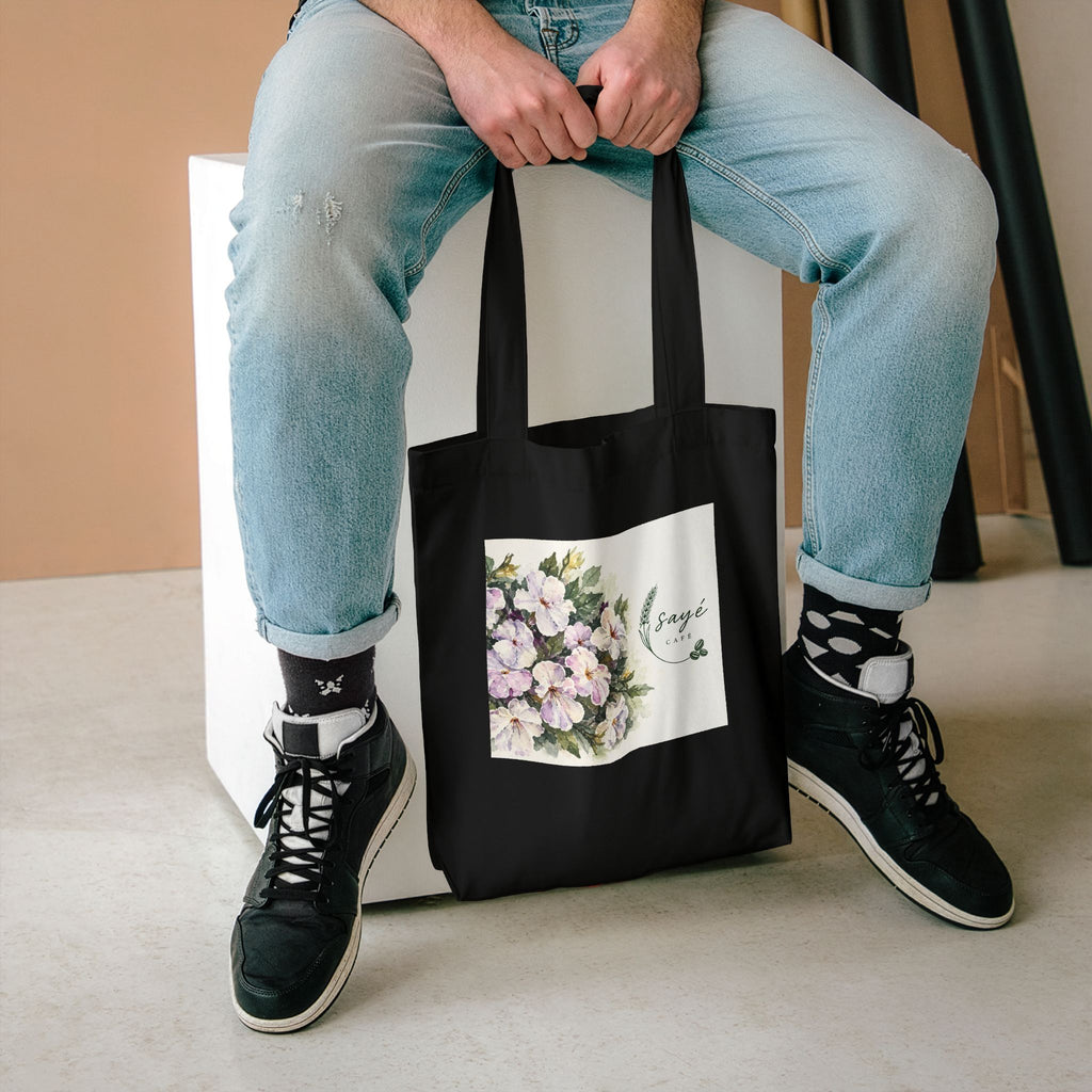 Floral Purple Poppies Tote — Watercolor Cotton Market Bag