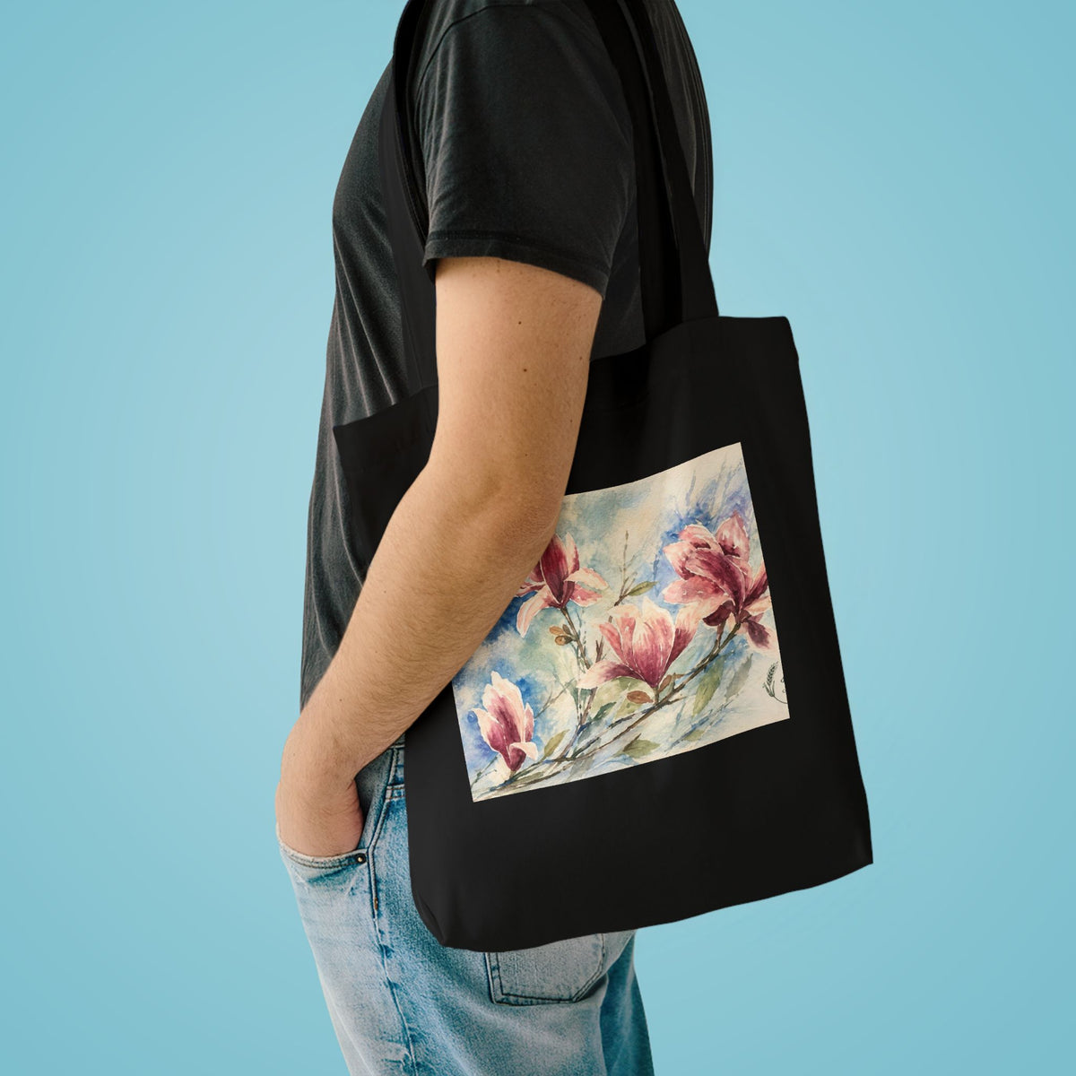 Floral Watercolor Tote Bag — "Sage" Botanical Cotton Shopper
