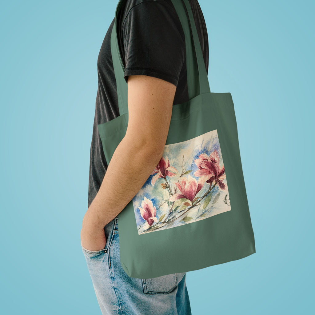 Floral Watercolor Tote Bag — "Sage" Botanical Cotton Shopper