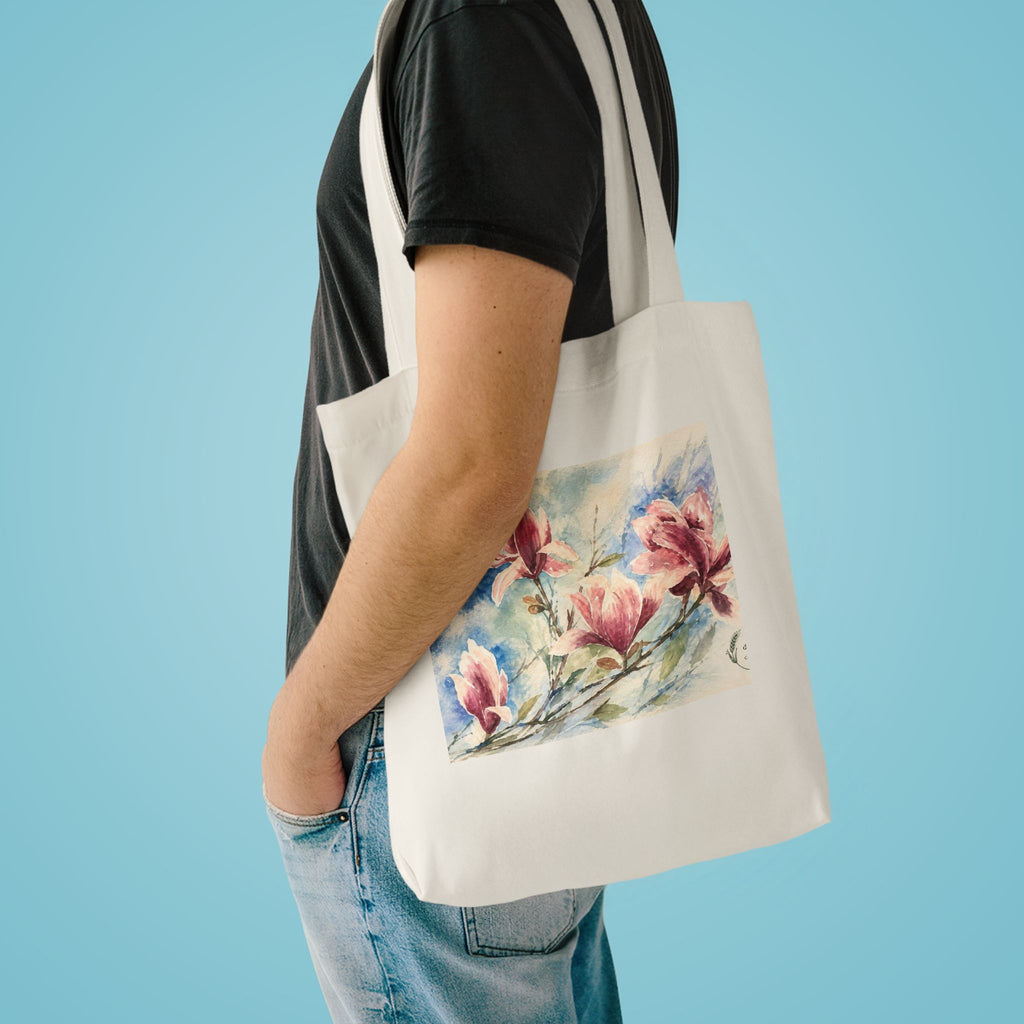 Floral Watercolor Tote Bag — "Sage" Botanical Cotton Shopper