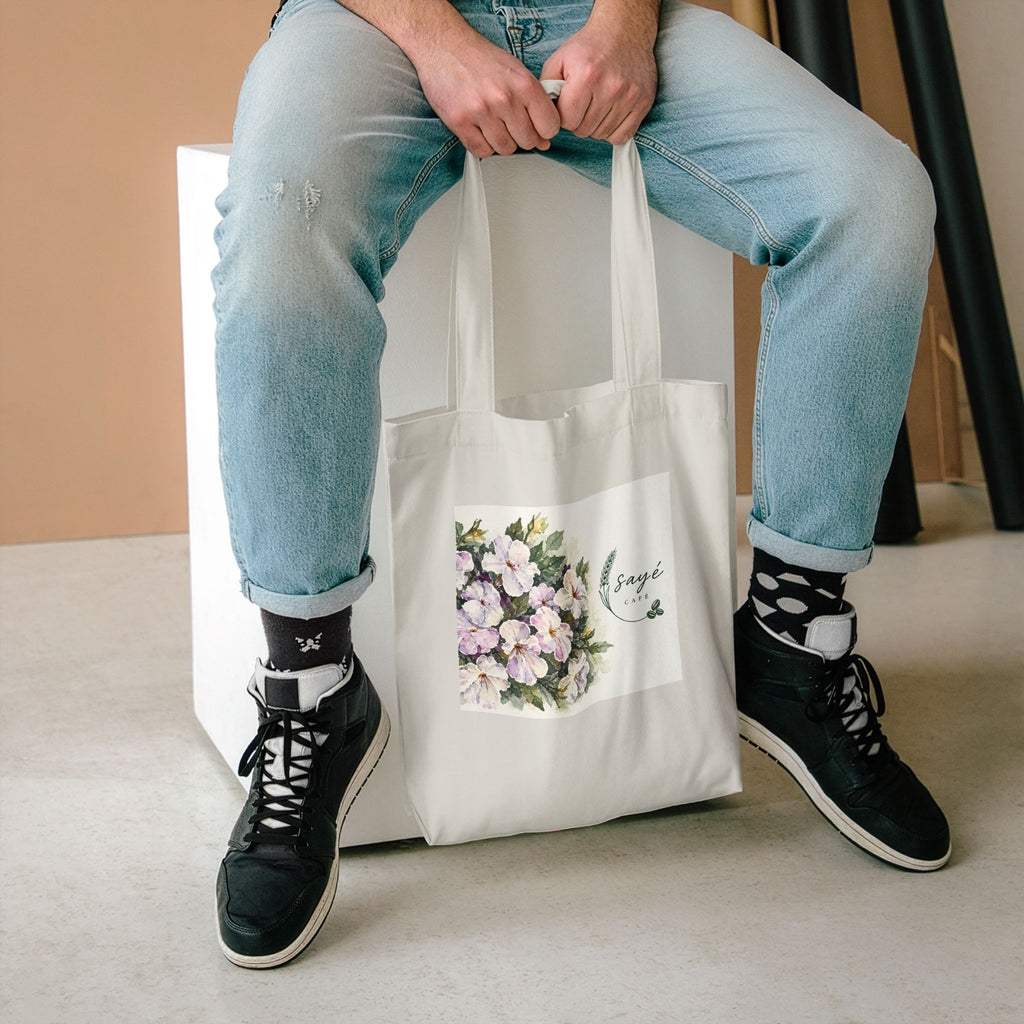 Floral Purple Poppies Tote — Watercolor Cotton Market Bag