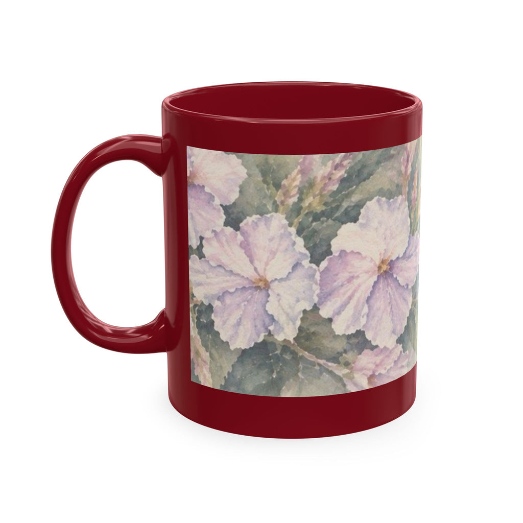 Floral Blue Hydrangea Ceramic Mug — Vintage Garden Coffee Cup