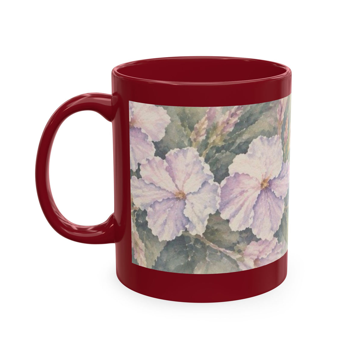 Floral Blue Hydrangea Ceramic Mug — Vintage Garden Coffee Cup