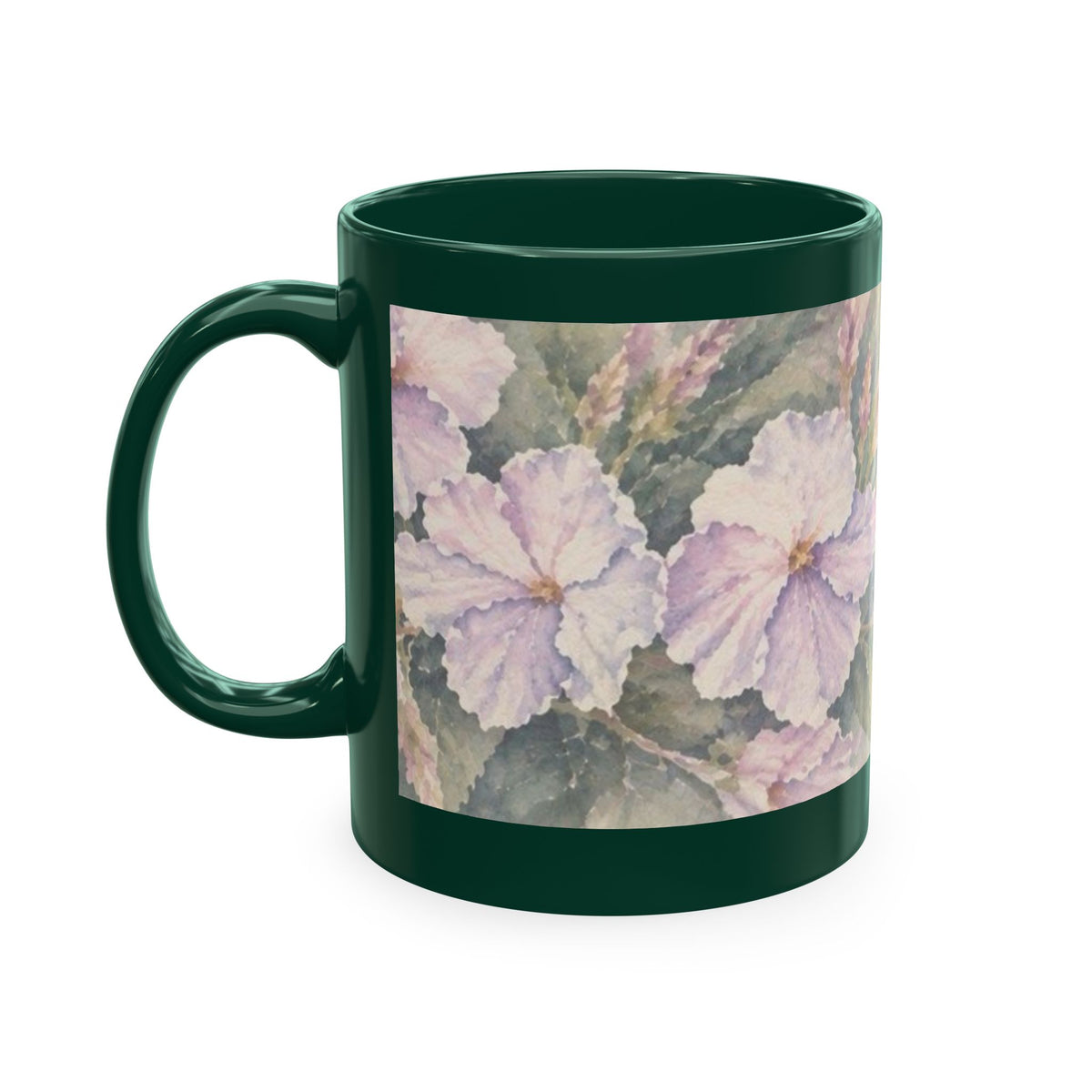 Floral Blue Hydrangea Ceramic Mug — Vintage Garden Coffee Cup