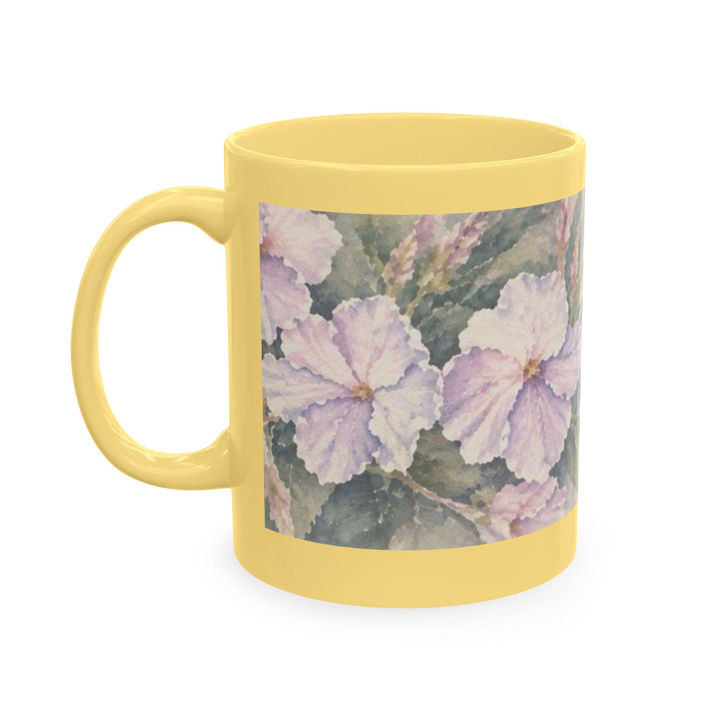 Floral Blue Hydrangea Ceramic Mug — Vintage Garden Coffee Cup