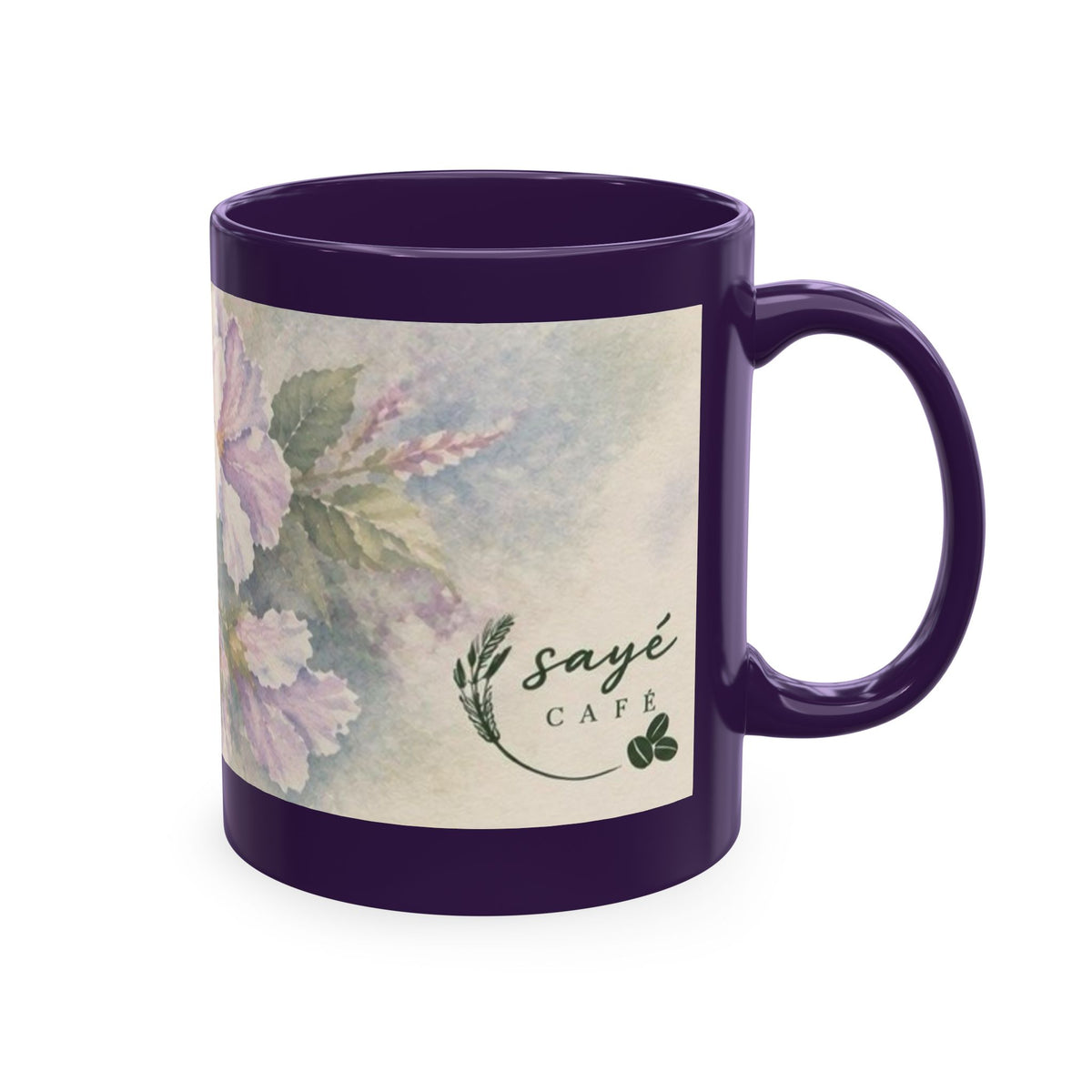 Floral Blue Hydrangea Ceramic Mug — Vintage Garden Coffee Cup