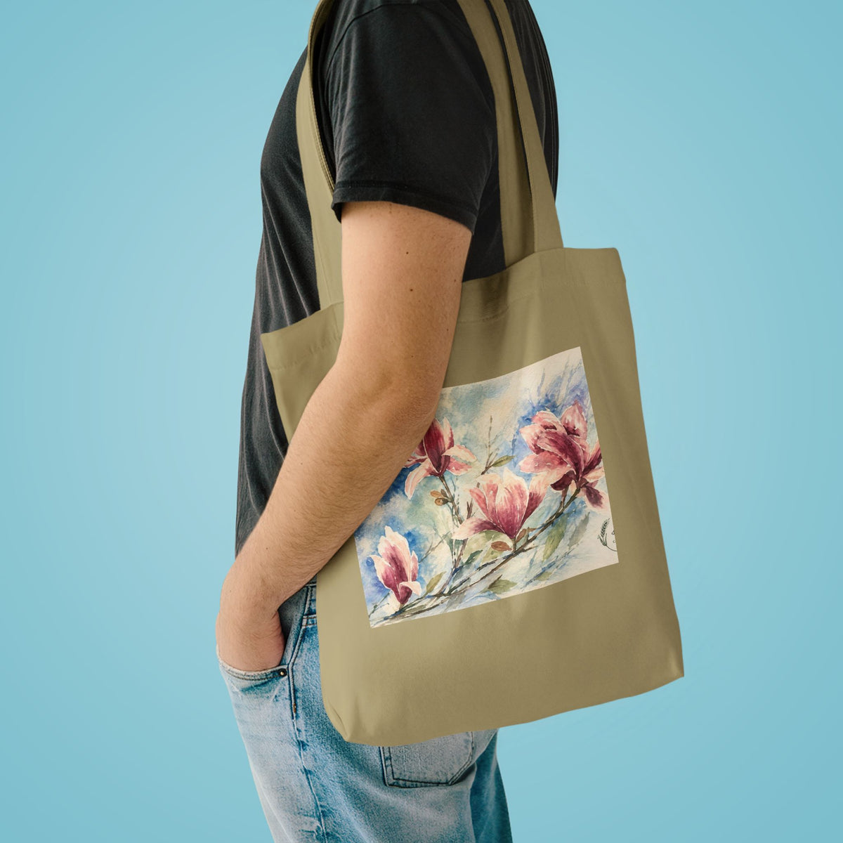 Floral Watercolor Tote Bag — "Sage" Botanical Cotton Shopper