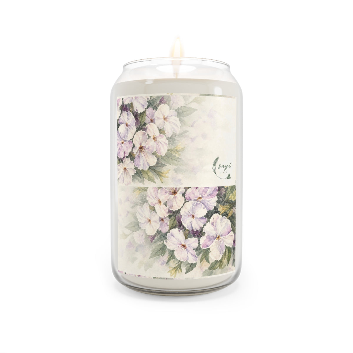 Pink Floral Soy Candle 13.75oz — Hand-Poured Scented Jar with Vintage Blossom Label