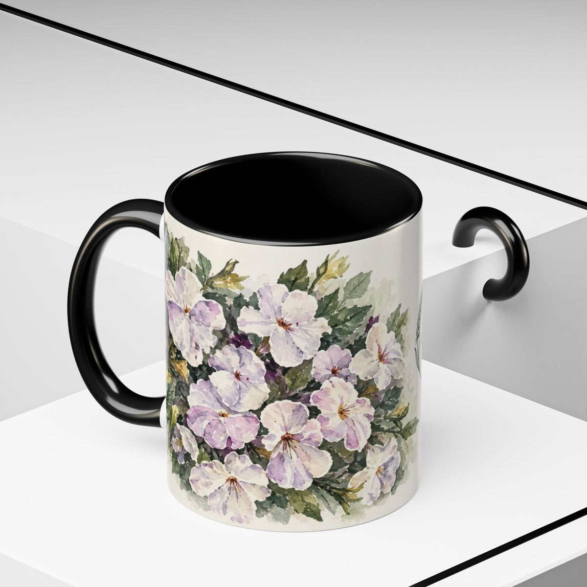 Cafe Accent Coffee Mug – Minimalist ‘Cafe Design, Neutral Beige & Coffee Bean Accent (11/15 oz)