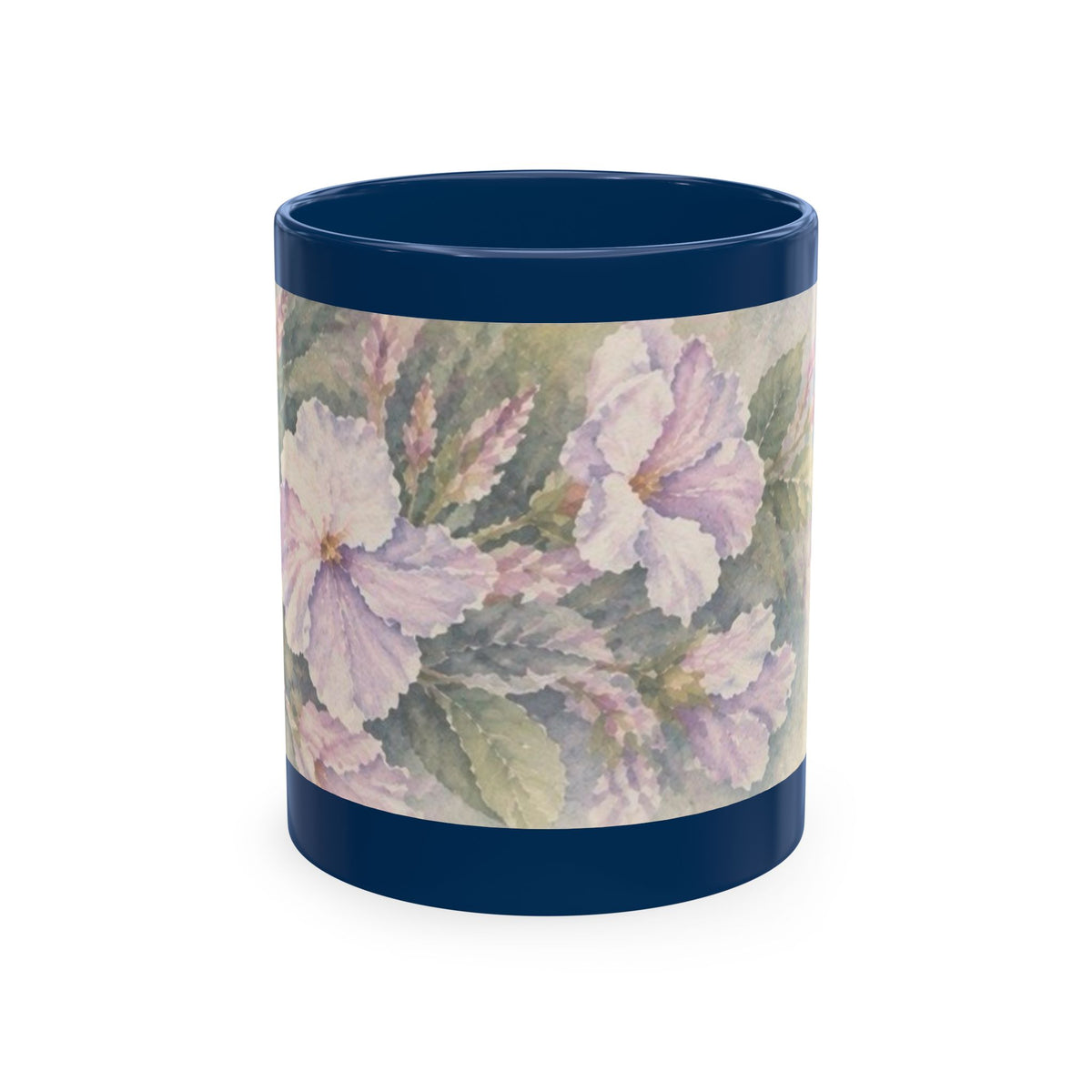 Floral Blue Hydrangea Ceramic Mug — Vintage Garden Coffee Cup