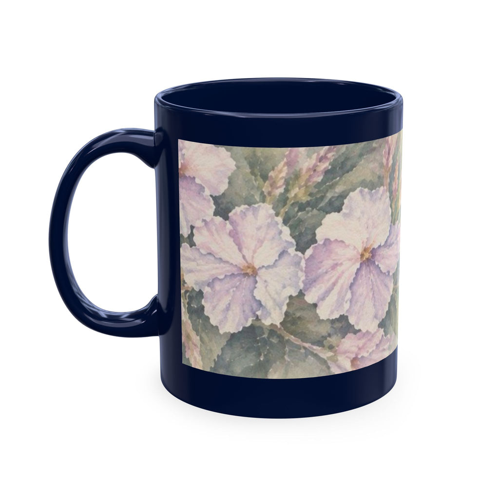 Floral Blue Hydrangea Ceramic Mug — Vintage Garden Coffee Cup