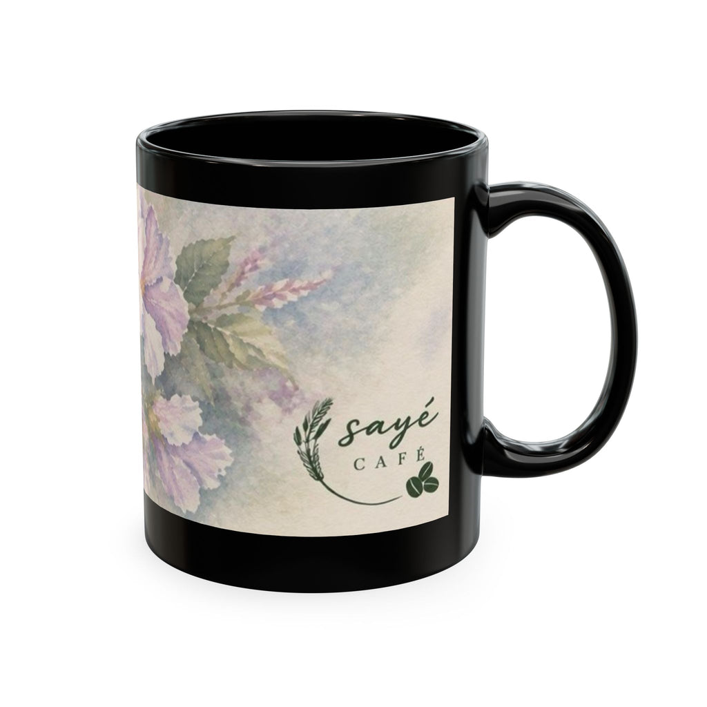 Floral Blue Hydrangea Ceramic Mug — Vintage Garden Coffee Cup