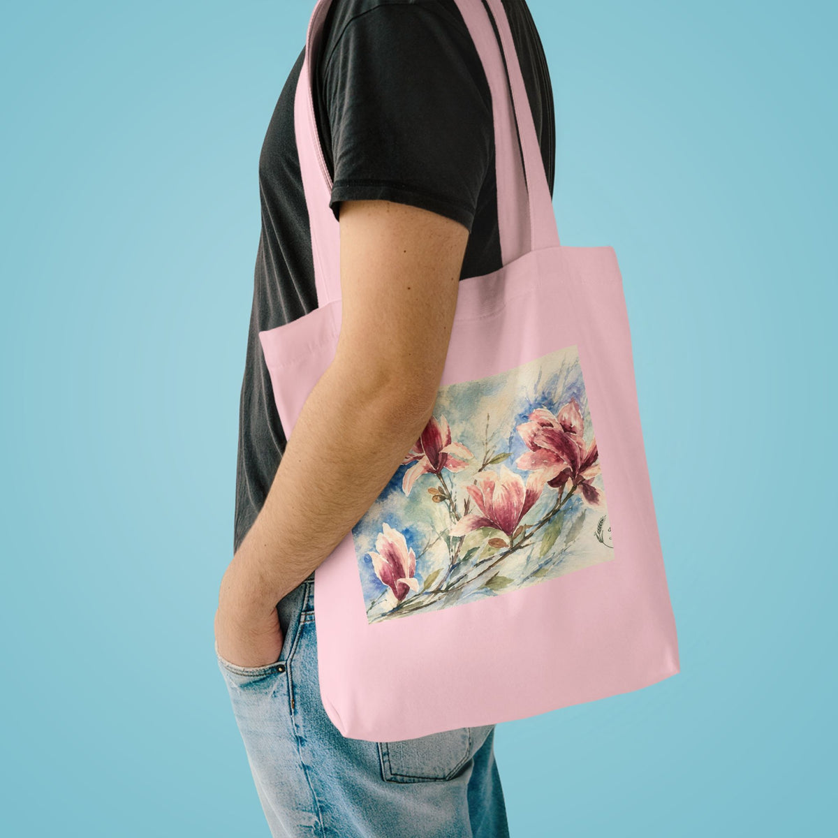 Floral Watercolor Tote Bag — "Sage" Botanical Cotton Shopper