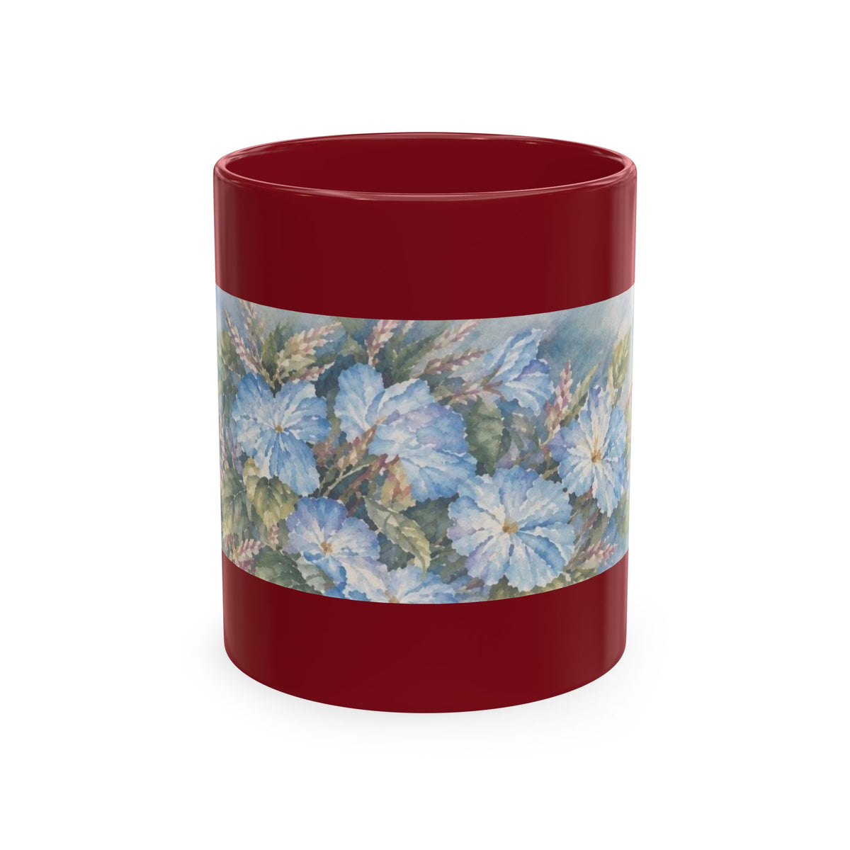 Floral Watercolor Ceramic Mug — Lavender Phlox Garden Coffee Cup