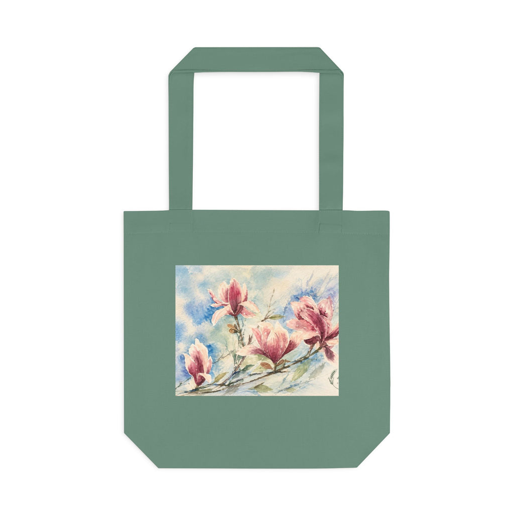 Floral Watercolor Tote Bag — "Sage" Botanical Cotton Shopper